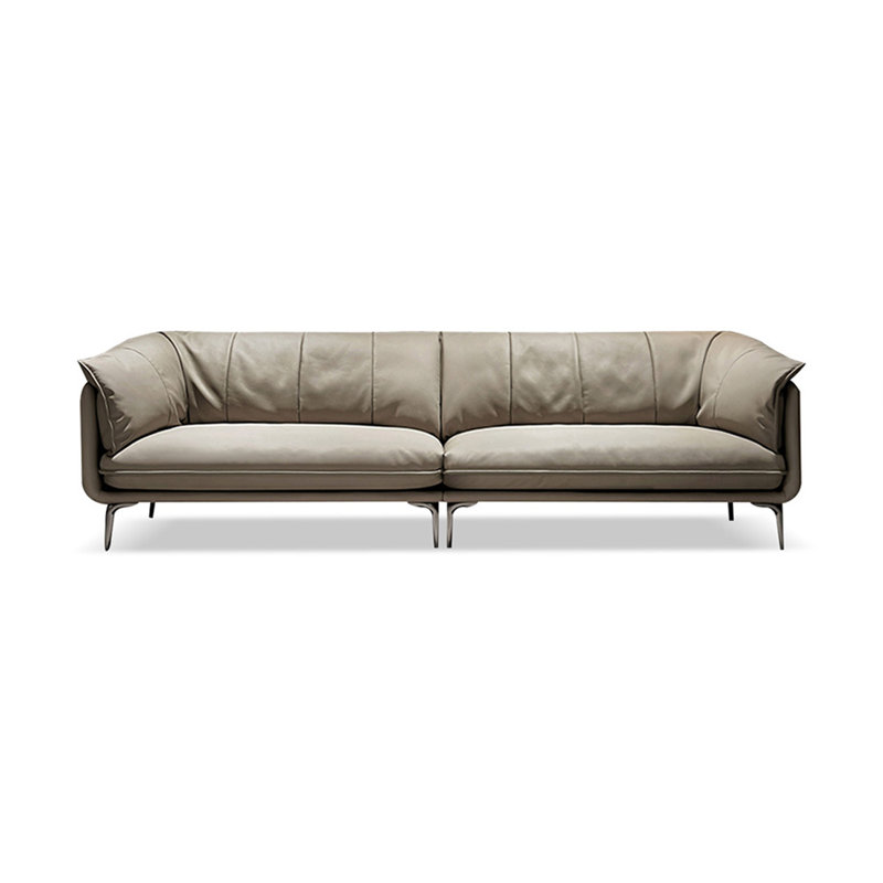 Canapé modulaire kaki en cuir véritable, H 32,28 po x l 102,36 po x P 37,8 po, 3