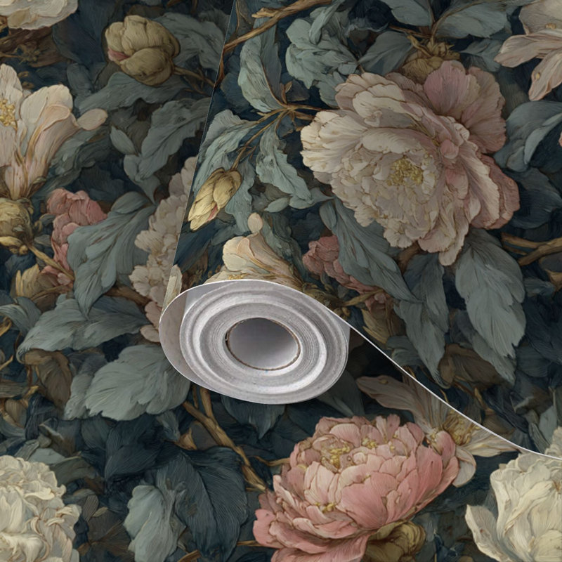 Papier peint auto-adhésif à motif floral Art Nouveau, 117.6" L x 17.5" W