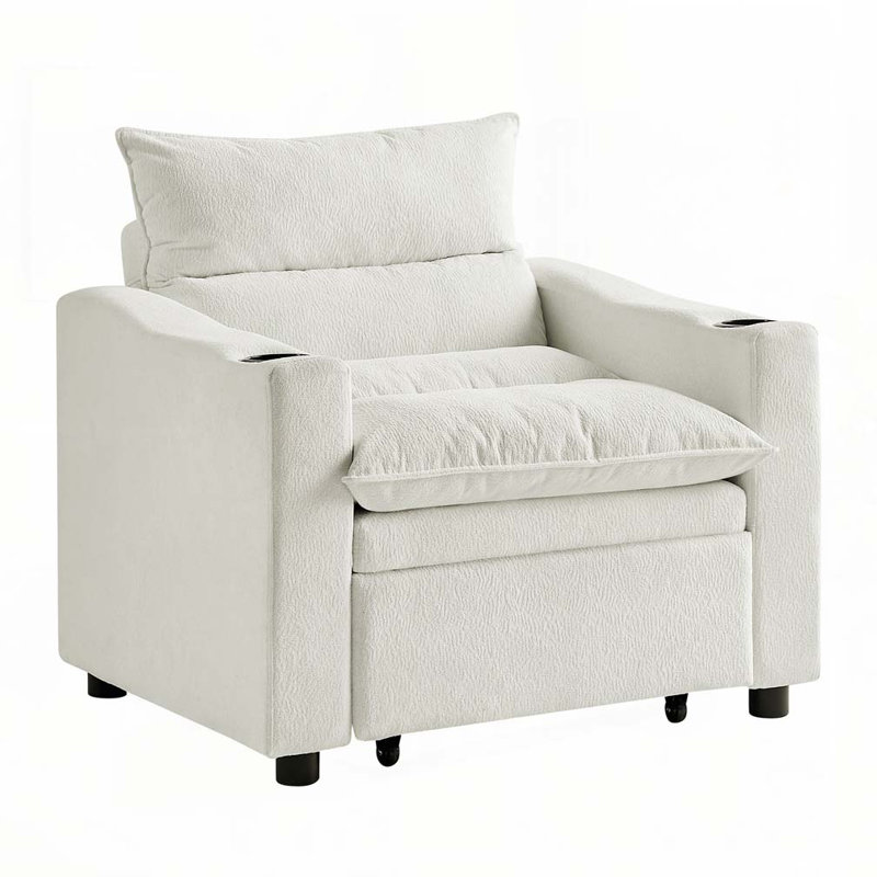 Fauteuil convertible en velours, Beige