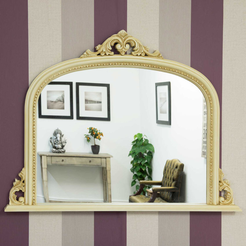 Fan Wood Flat Wall Mirror, Cream