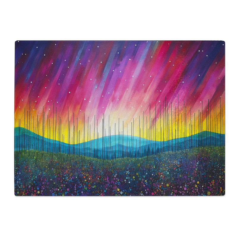 Northern Lights Colour Field  Glass Chopping Board