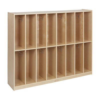 ECR4Kids 16-Section Coat Locker, Classroom Furniture, Natural -  ELR-17305