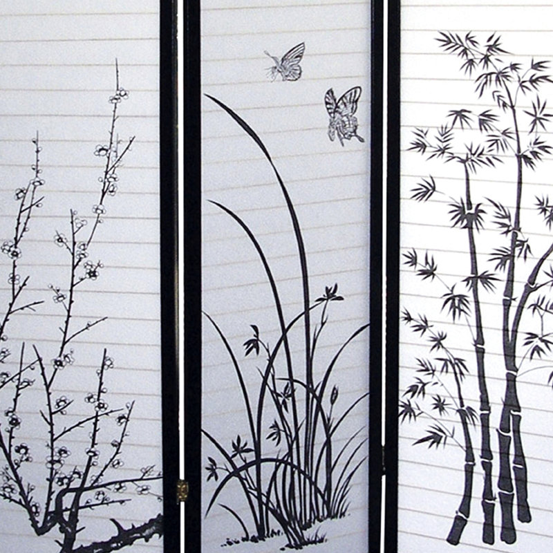 70 po de hauteur 3 écrans avec motif floral et métal noir