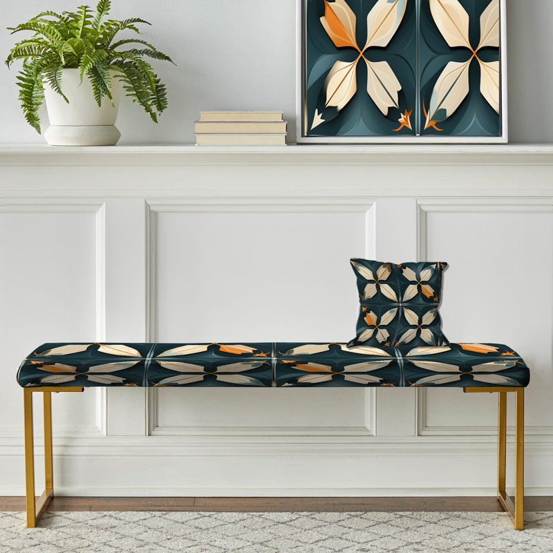 Victorian Elegance Blue Title - Banc rembourré géométrique doré