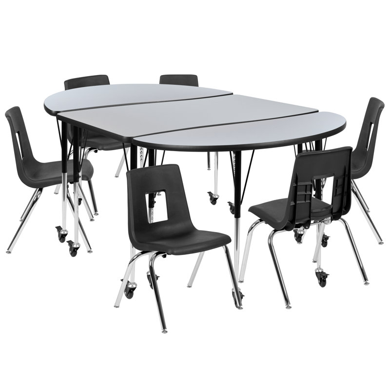Ensemble de table d'activité pliable flexible en stratifié de 76 po Goddard Mobile, L 76 po x l 47,5 po, Gris