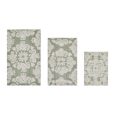 Chemash Premium-Quality 100% Cotton Super Absorbent Machine Washable 3 Piece Bathroom Rug Set