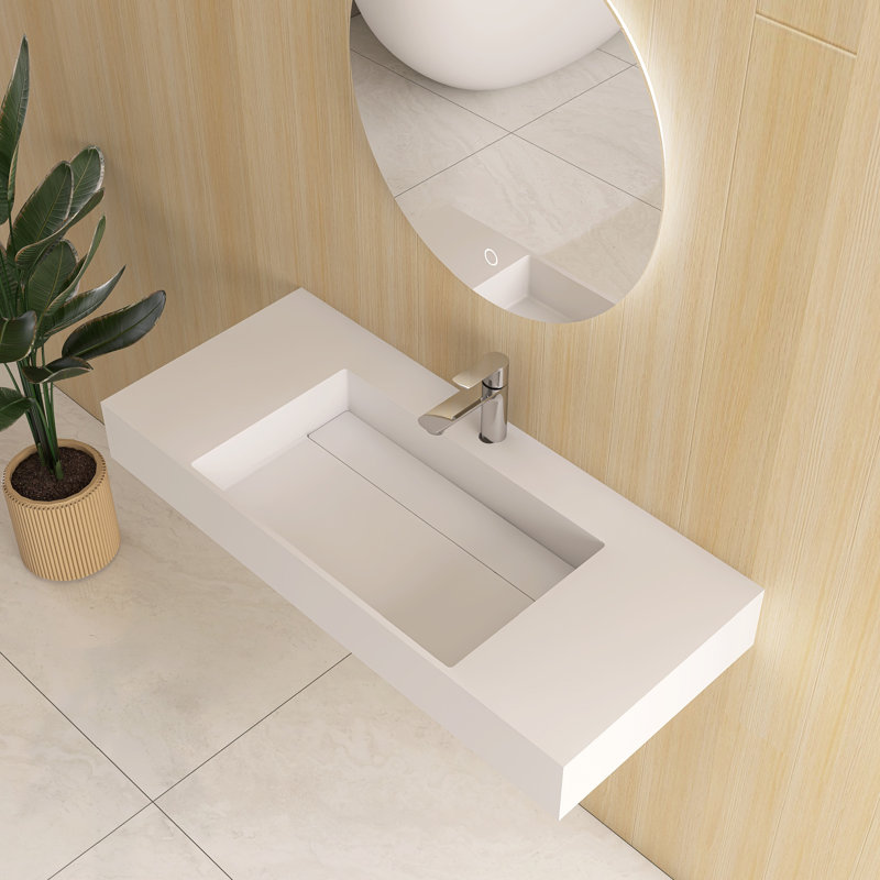 Lavabo de salle de bain mural en pierre 42 po