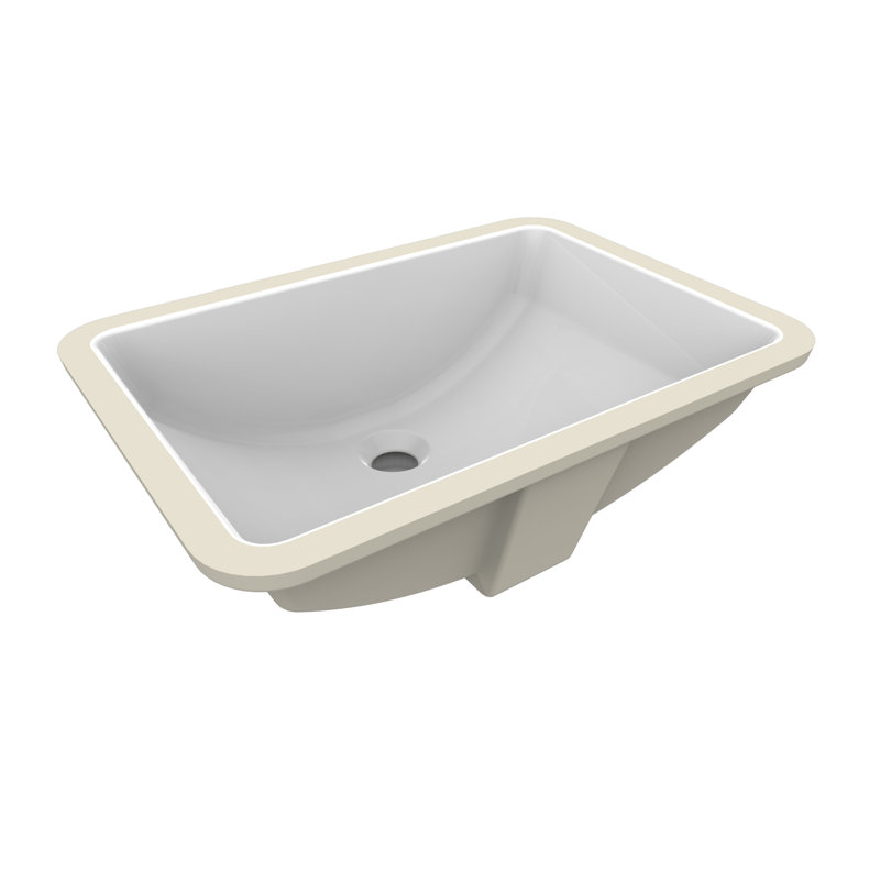 A&E Bath And Shower 14.75'' Glossy White Ceramic Rectangular Bathroom Sink with Overflow