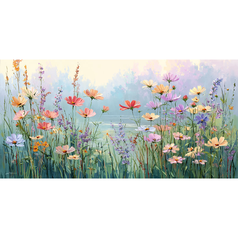 Art mural sur toile sauvage "Wild Meadow", H 27,5 po x l 55 po x P 1,5 po