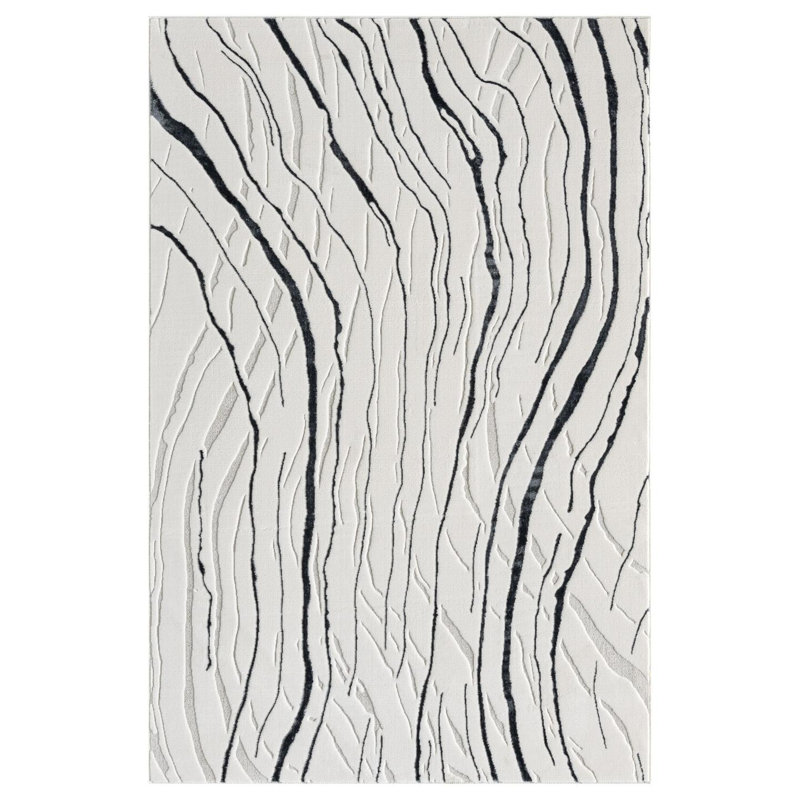 Tapis moderne à vagues abstraites, Rectangle 6 pi 7 po x 9 pi 4 po