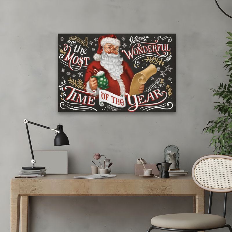 Art de Noël liste noire du Père Noël - baies - craie noire, H 16 po x l 24 po
