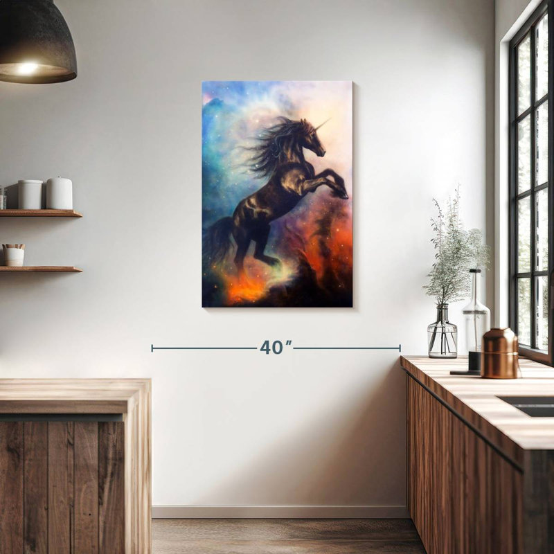 Kelan Cosmic Black Unicorn, 36" H x 24" W
