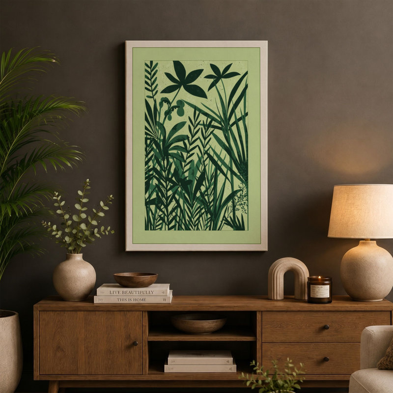 Layered Garden Study Botanical - Wrapped Canvas, 18x12 - 45.7 x 30.5 cm, Ochre Border