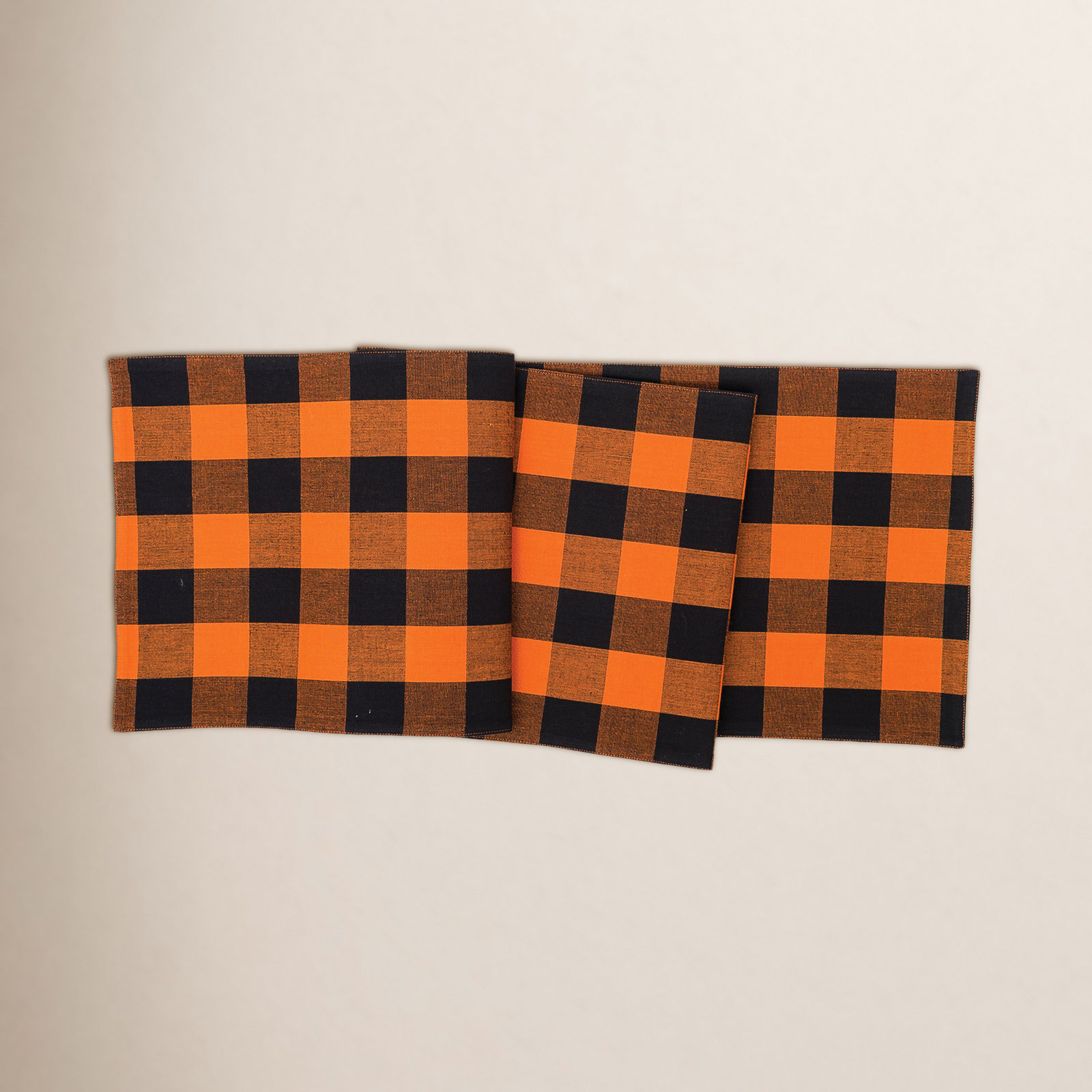 Loa 72" Cotton Table Runner, Black/Orange