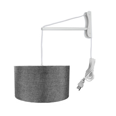 Luminaire suspendu à brancher sur le mur, avec 2 lumières blanches avec diffuseur, abat-jour en lin blanc 18 po x 18 po MAST