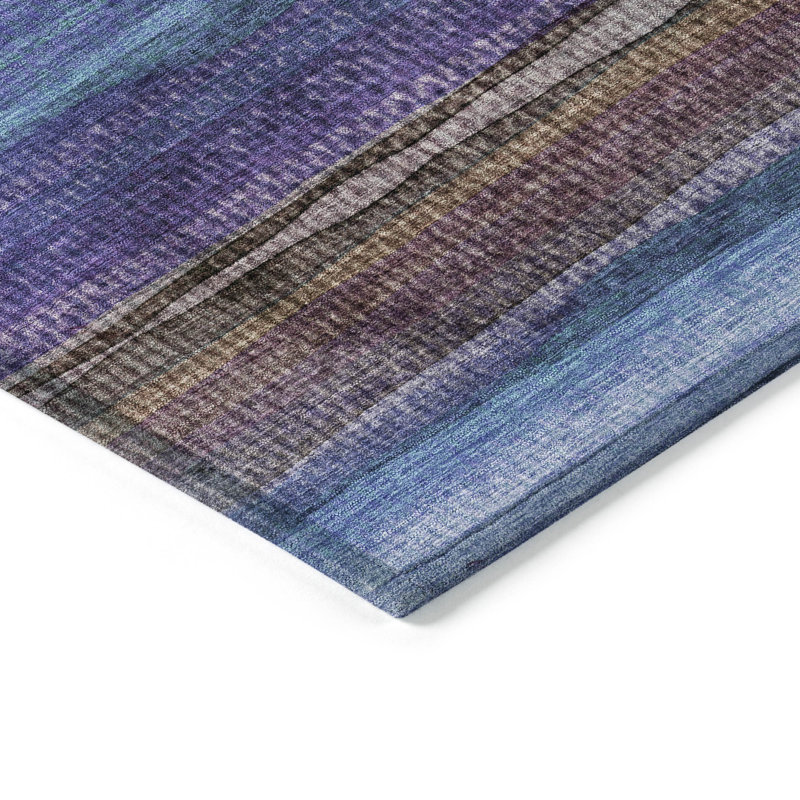 Machine Washable Indoor/Outdoor Xhevrie Blue Rug, Rectangle 9' x 12'