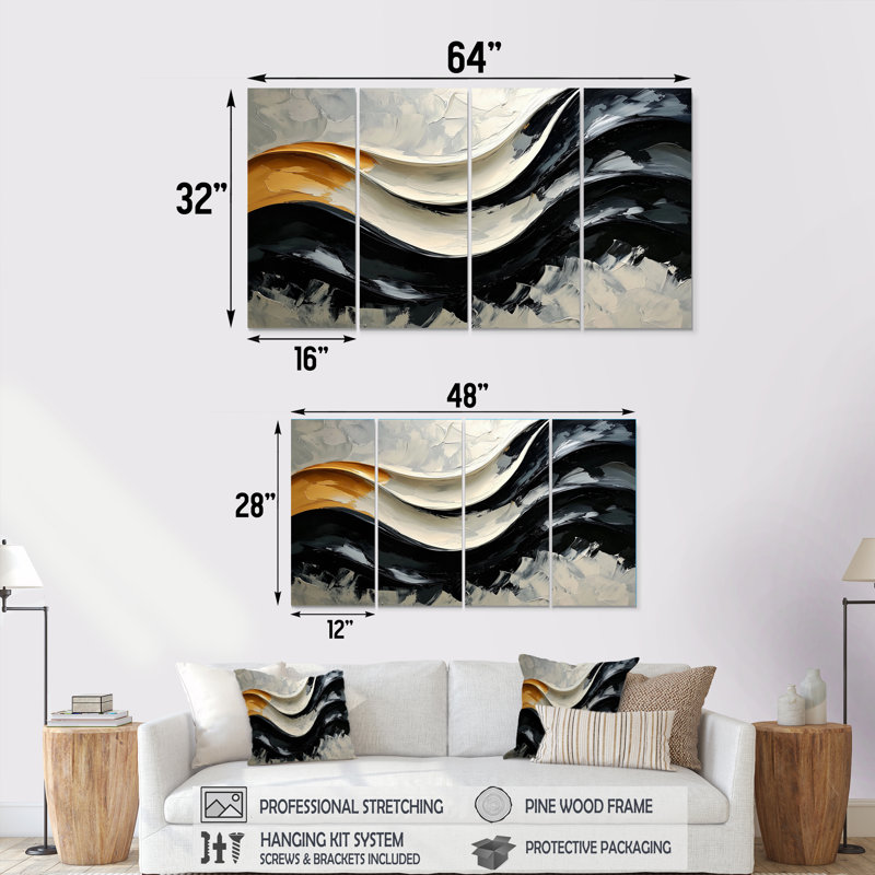 Arcelia - réalisme abstrait, art mural moderne, 4, H 28 po x l 48 po