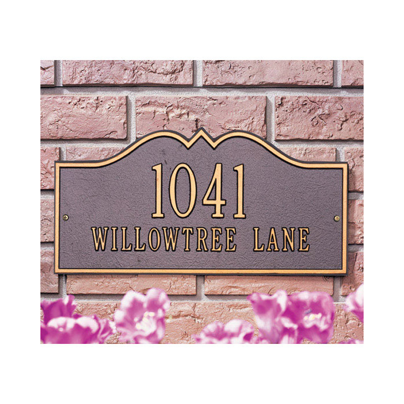 Plaque d'adresse murale Hillsboro, Noir et or, Oui