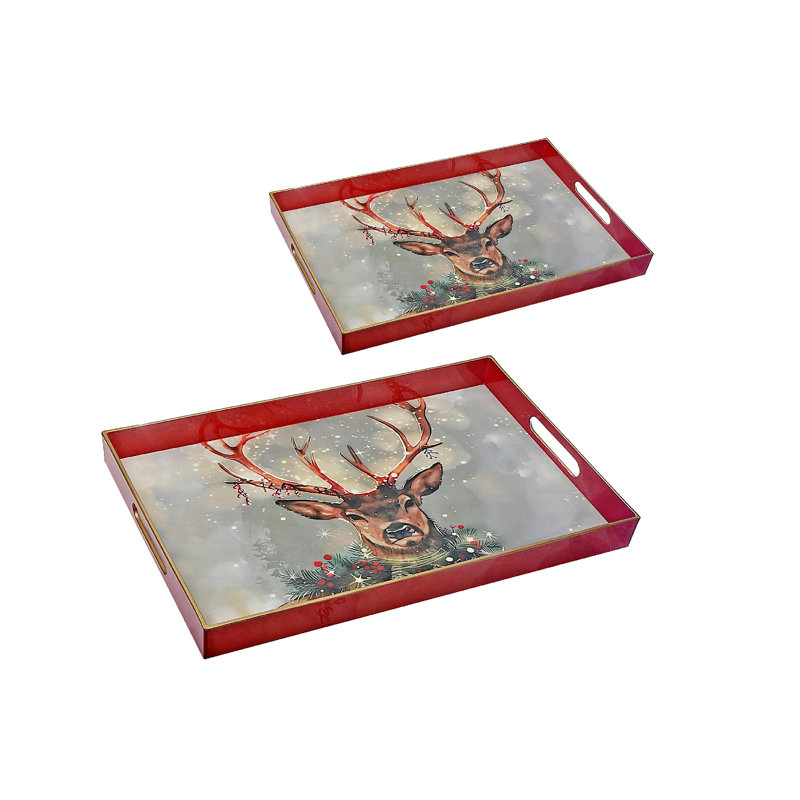 Plateau gigogne - cerf (ensemble de 2)