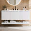 Meuble-lavabo mural de 48 pouces (122 cm) avec 3 tiroirs, une tablette inférieure ouverte et sans poignées.