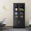 Rectangular Glass and Metal Lockable Iron Cabinet-1407127654