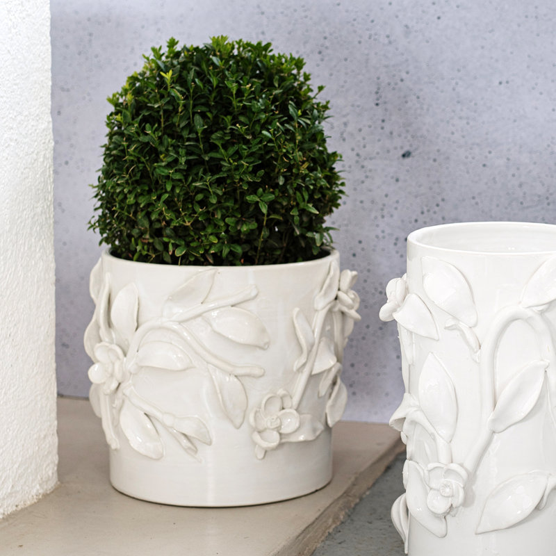Cache-pot court blanc Bougainvillea Garden
