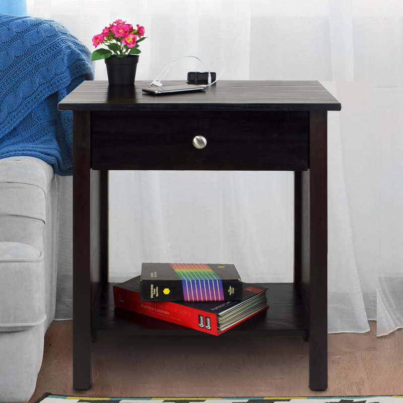 Gisan 24'' W Solid Wood Nightstand, Espresso