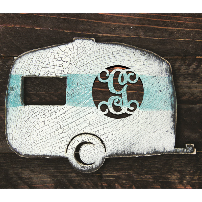 Décoration murale en bois avec une seule lettre camper rustique, F