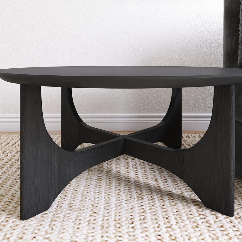 Table basse noire en bois, H 17,50 po x l 36 po x P 36 po