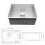 Évier de cuisine à simple cuve encastrable 23 po x 19 po x 10 po en acier inoxydable calibre 16