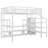 Full Size Metal Loft Bed with TV Cabinet, Metal Loft Bed with Staircase and Wardrobe, Kids Full Size Loft Bed, White (Expect Arrival Date 2025/3/22)-1036406309