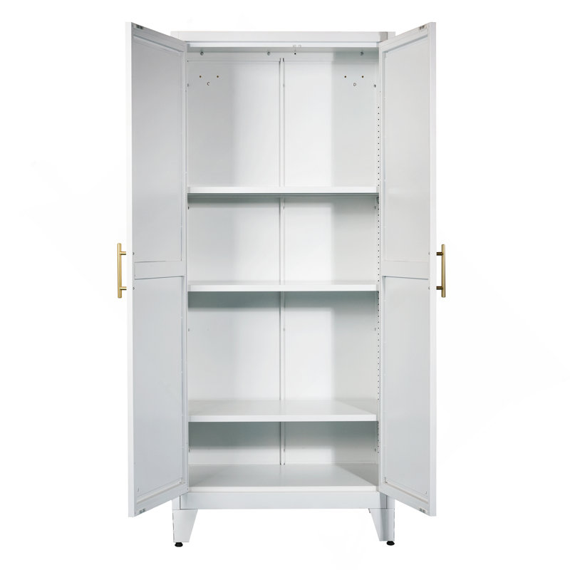 Garde-manger 71 po en métal avec tablettes réglables, portes doubles, noir - idéal pour la cuisine, le salon ou la chambre à coucher