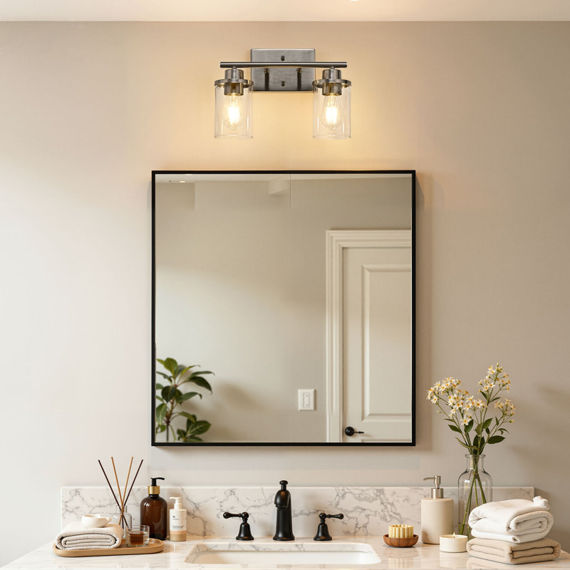2 - Light 14" Dimmable Vanity Light for Bathroom, Brushed Nickel