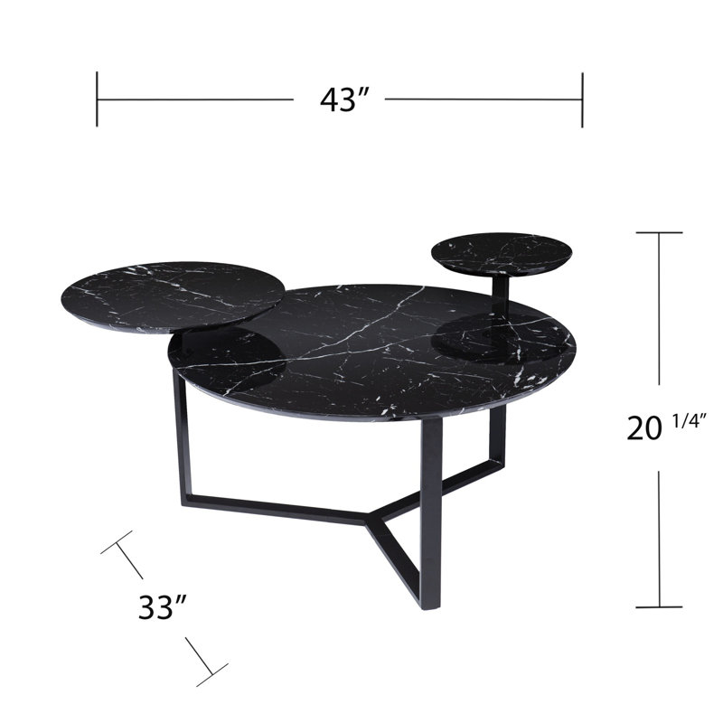 Table basse 43 po en bois manufacturé massif et en métal