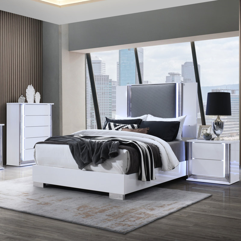 Commode lune lisse blanche avec DEL
