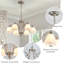 Lustre classique / traditionnel 6 lumières à intensité variable avec abat-jour en verre givré blanc-873305356