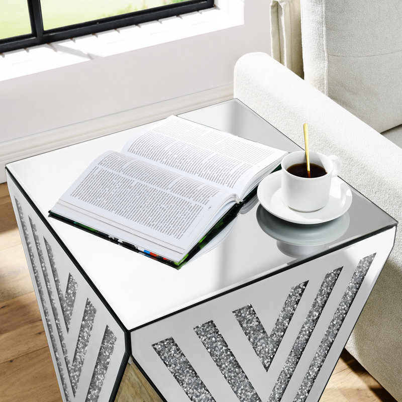 Table miroir argentée