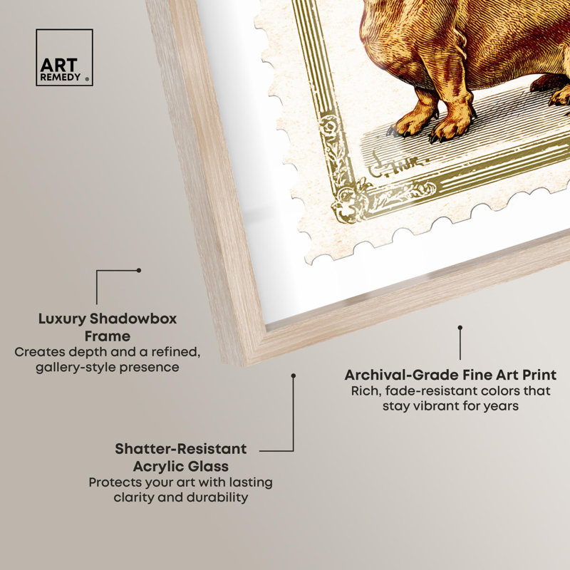 «Urban Pup Shadowbox Print» par Art Remedy, H 17 po x l 17 po, Crème, crème
