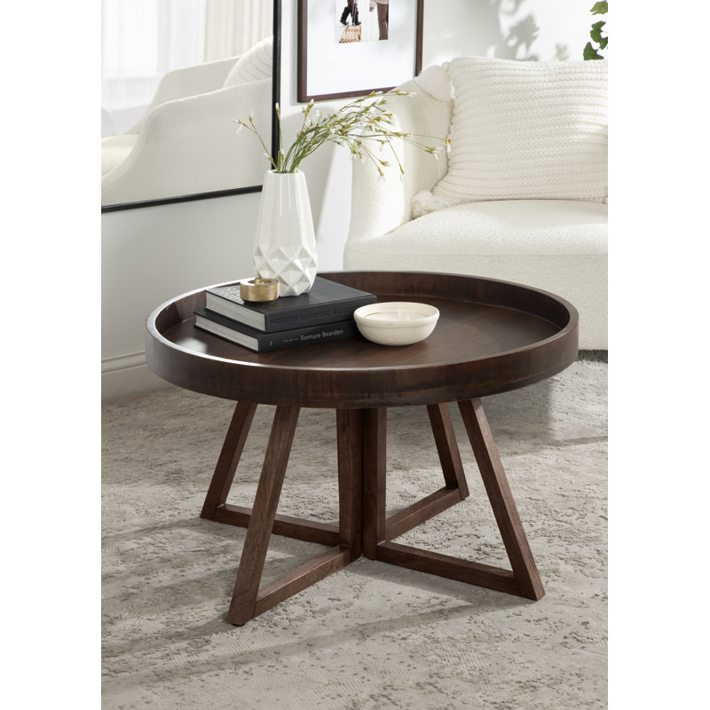 Dawndee Solid Wood Single Coffee Table, Walnut Brown