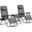 Chaise Zero Gravity - Chaises en filet respirantes, porte-gobelets pour l'extérieur, cour réglable en gris avec table d'appoint, cour