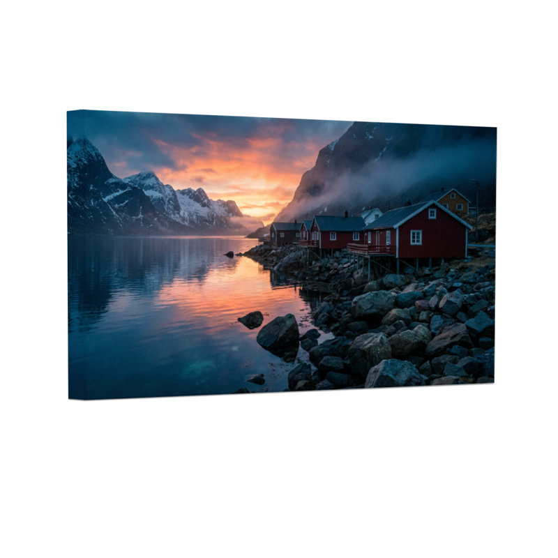Paysage, nature, paysage, montagne, lac, coucher de soleil, H 16 po x l 24 po