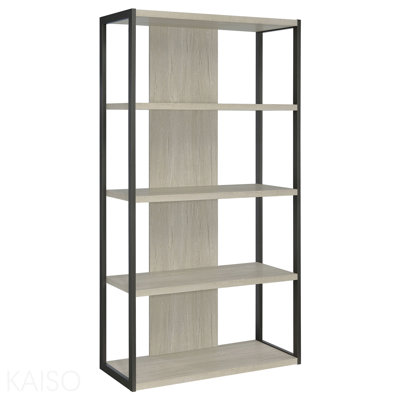 Whitewashed Grey 4-Shelf Bookshelf