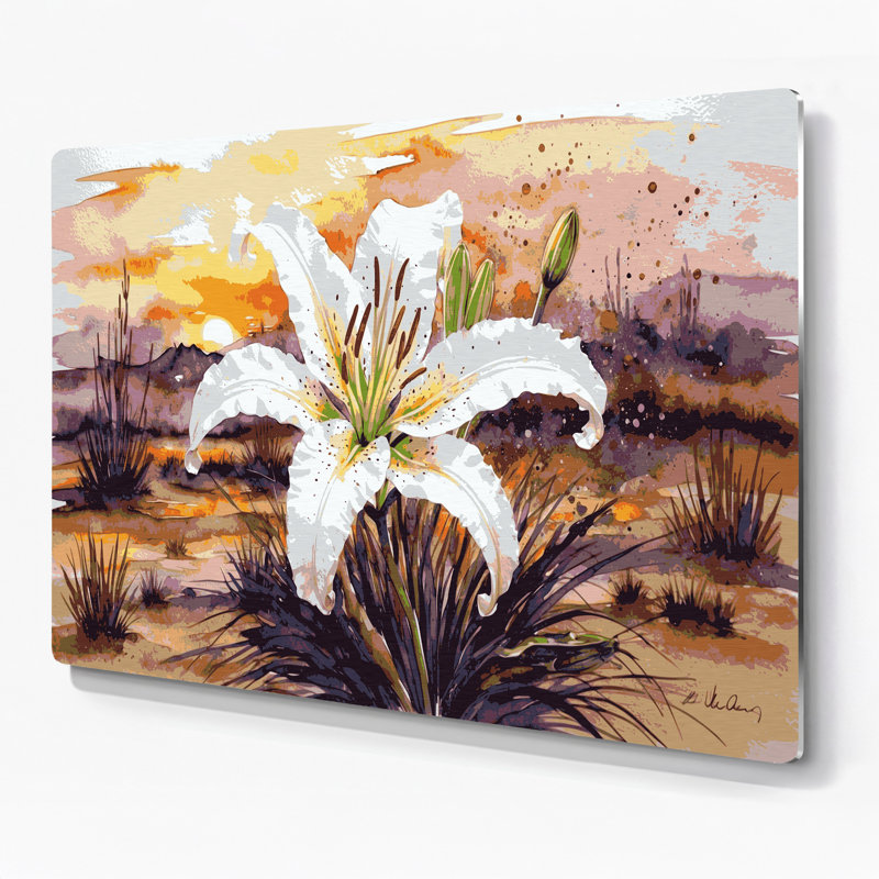 «Southwestern Plants Desert Lily», art mural en métal beige 160 po