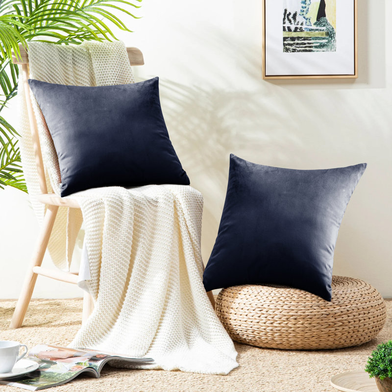Retrospec Crushed Velvet Scatter Cushion Cover Set, Charcoal