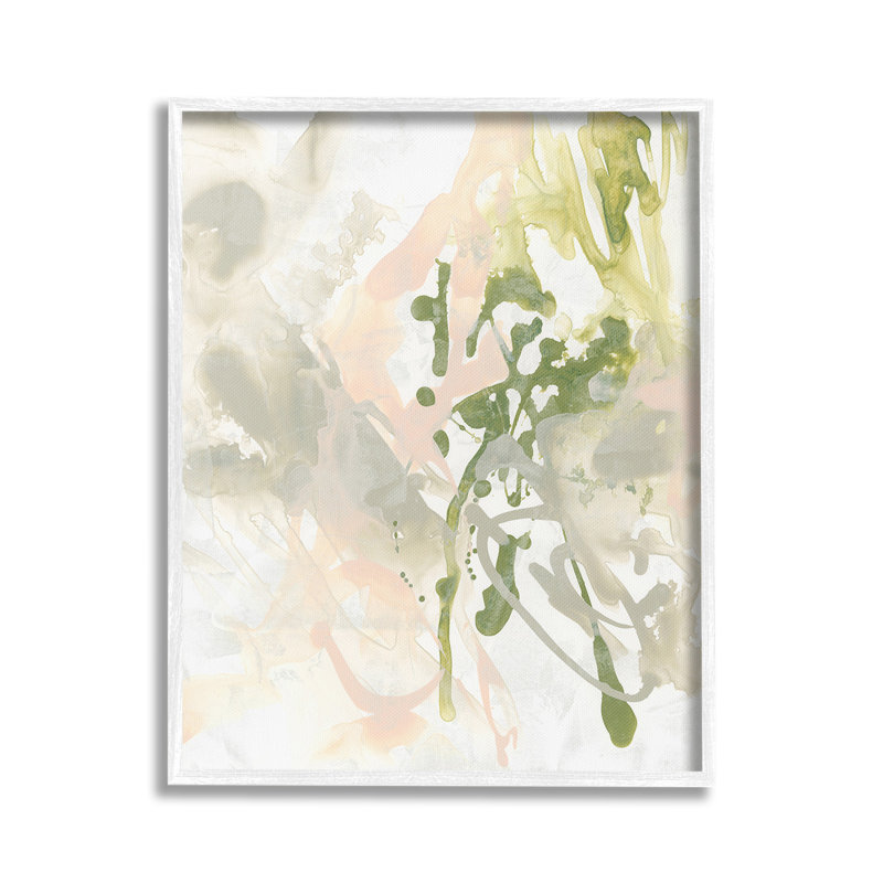 "Cadre abstrait vert et beige" par June Erica Vess sur toile, Estampe numérique Farmhouse, H 20 po x l 16 po
