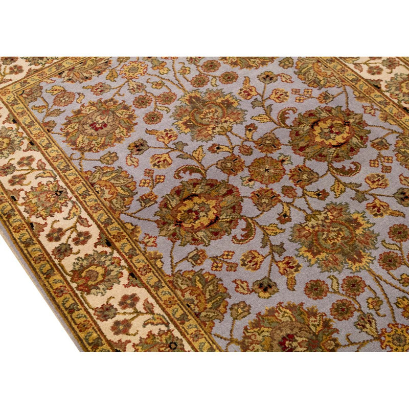 Tapis bleu et ivoire de haute qualité noué à la main