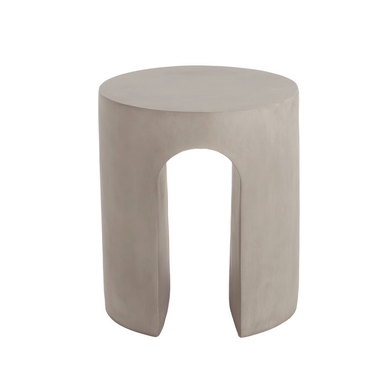 Outdoor MGO Round  With U-Shape Side Table, Light Grey