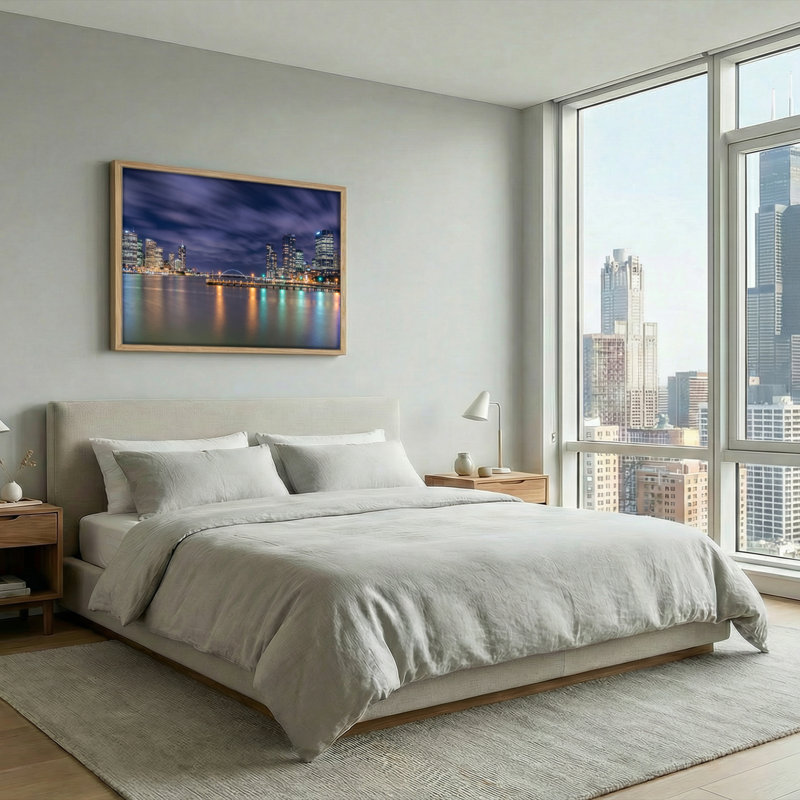 Ensemble de 1 tableau sur toile « Nuit en ville », H 36 po x l 48 po, Naturel