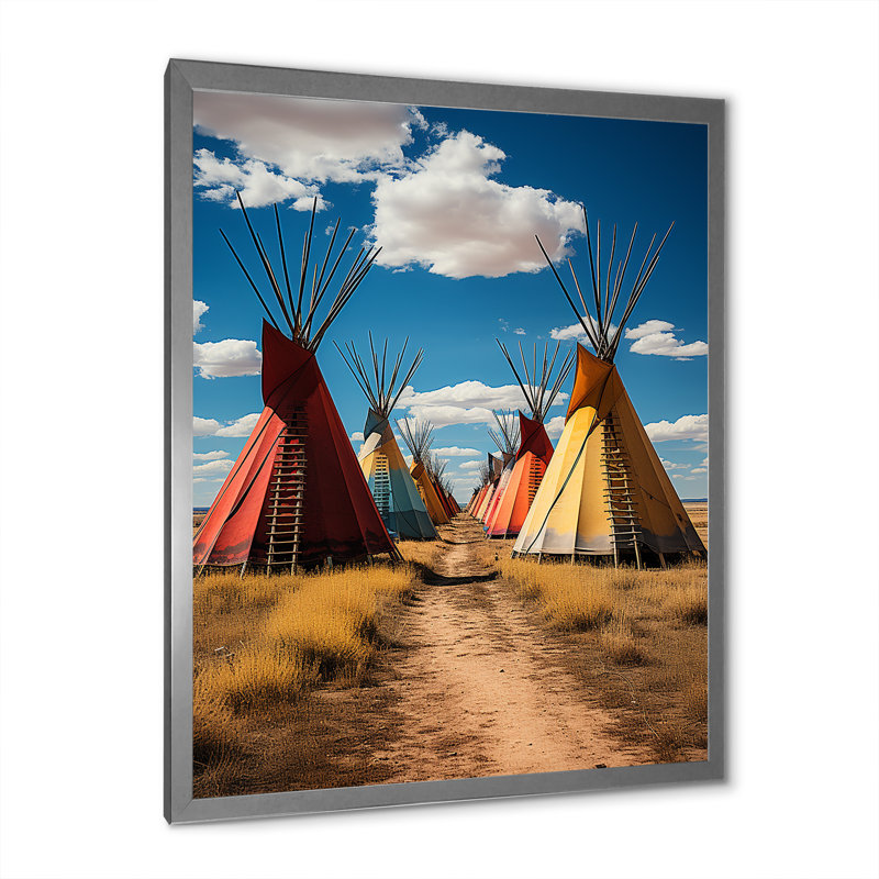 Tipi jaune jaune «Path to Spirituality IV» - reproduction, H 40 po x l 30 po x P 1,5 po, Cadre photo argenté