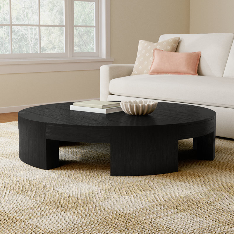 Bourges Single Coffee Table, Charcoal Oak Veneer, 13" H x 60" L x 60" W